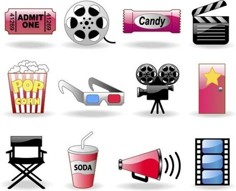 Movie themes and elements vector icon