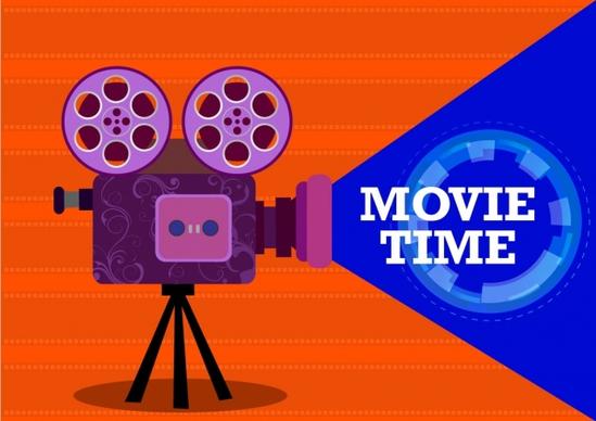 movie time background colored cine projector icon