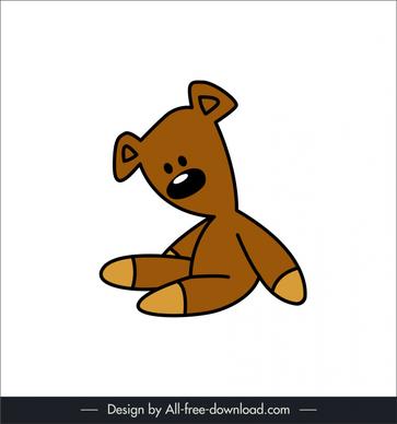 mr bean s teddy bear icon flat handdrawn outline 