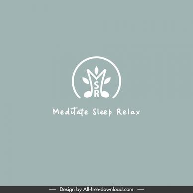 msr meditate sleep relax logo template flat classical symmetric stylized texts circle outline 