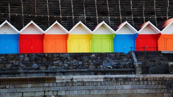 multi colored huts