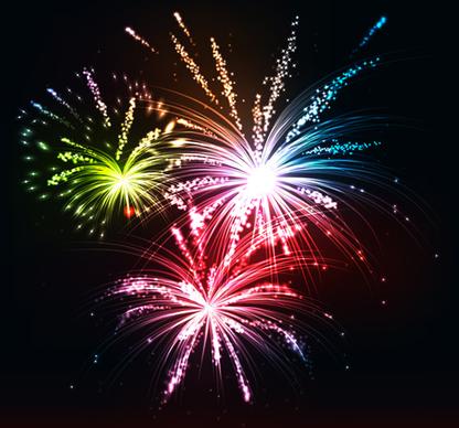 multicolor fireworks holiday vector