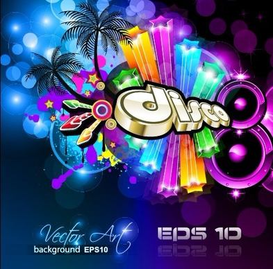 multicolor of disco party flyer design vector