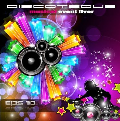 multicolor of disco party flyer design vector