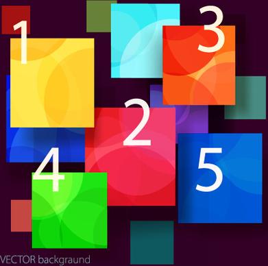 multicolor squares and number background vector