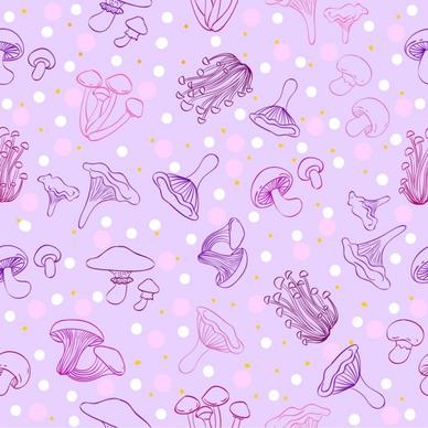 mushroom background violet repeating decor handdrawn design
