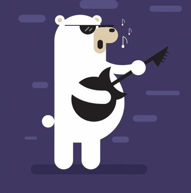 music background stylized bear singer icon flat design