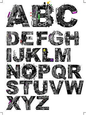 music elements alphabet vector