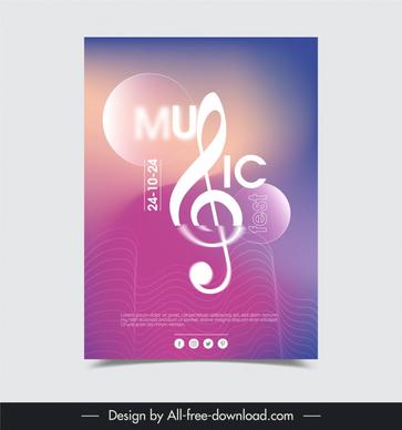 music event poster template modern bright music note curves