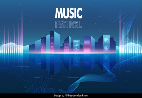 music festival background template modern dynamic waving curves architecture
