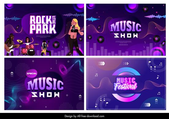music festival background templates collection modern dynamic elegance
