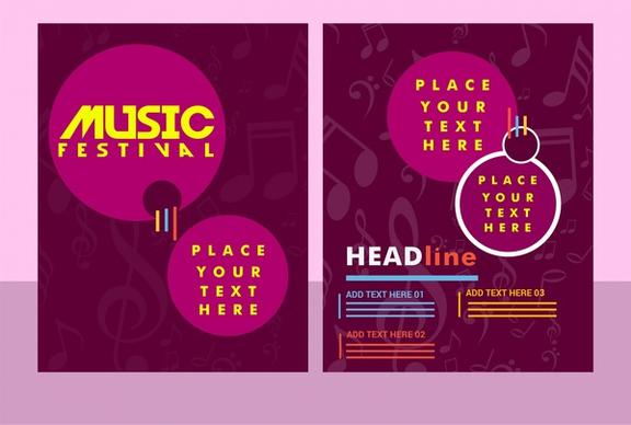 music festival banner violet vignette background design