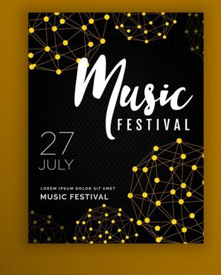 music festival flyer template dark 3d spheres sketch