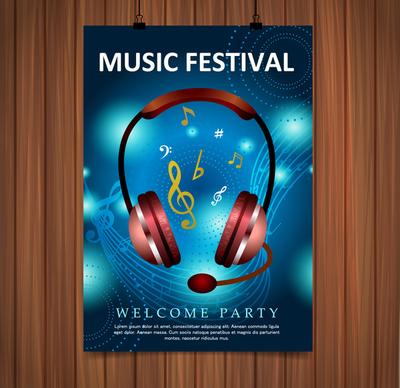 music festival poster illustration with blue background