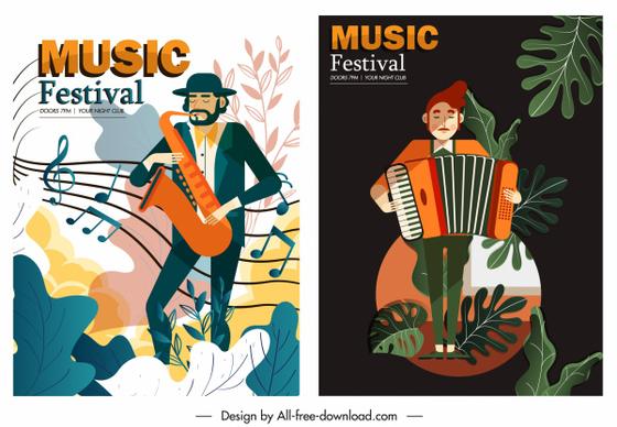 music festive posters instruments players sketch