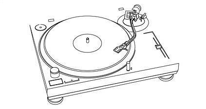 music jazz plastic disc player line drawing vector