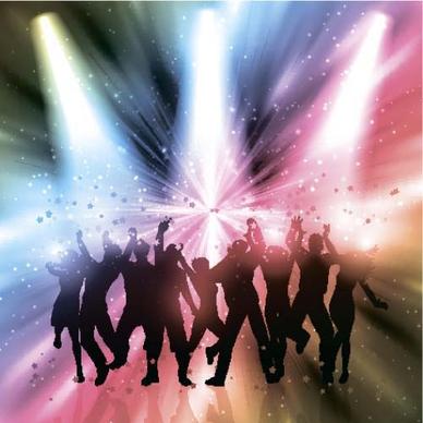 music party backgrounds with people silhouettes vectors