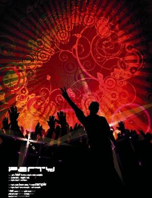 music party grunge style flyer design vector
