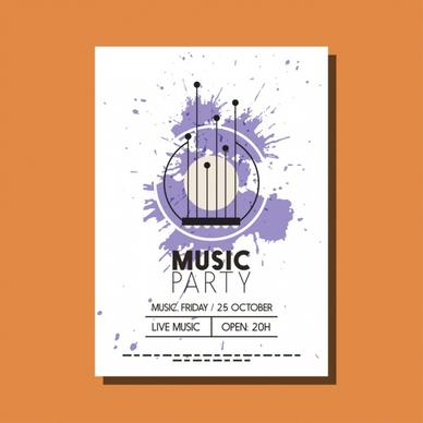 music party leaflet design circles violet grunge decoration