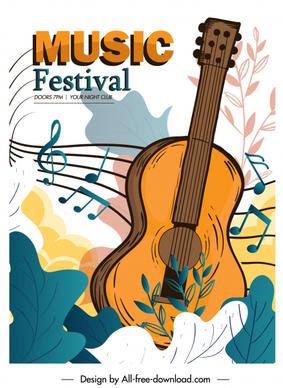 music poster template classic guitar notes decor