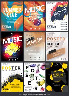 music poster templates modern colorful dynamic grunge decor