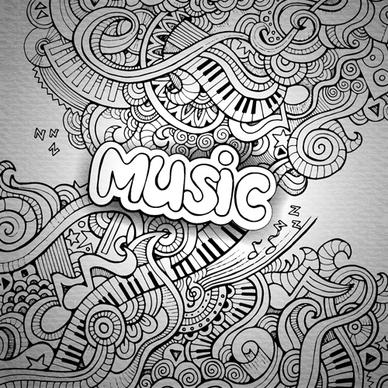 music sketch floral pattern vector background