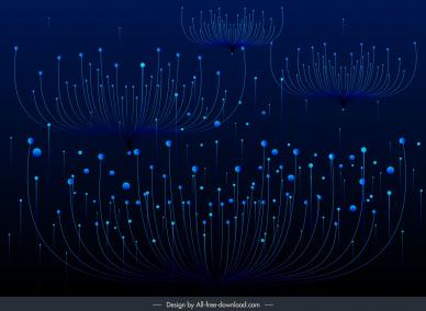 music wave background template abstract lines spots flowers