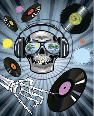 music with skull background art vector