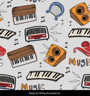 musical instruments pattern colorful classical repeating decor