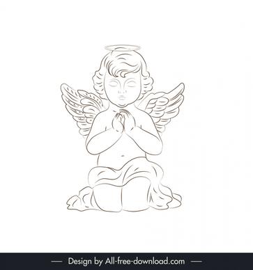 my little angel confection icon praying sketch cute handdrawn outline