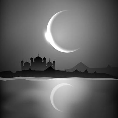 mysterious islam building elements vector