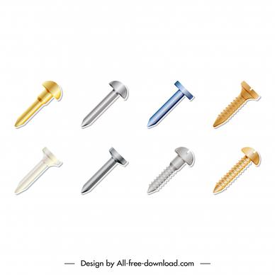 nail bolt icon sets flat modern sketch