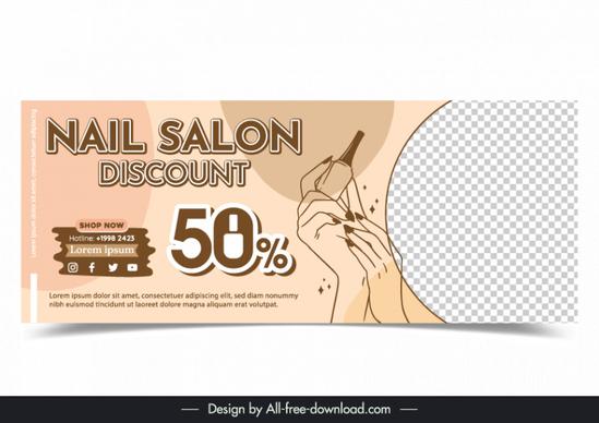 nail salon discount banner template classical handdrawn