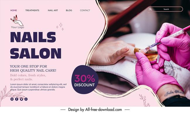 nail salon discount sale landing page template dynamic pink decor