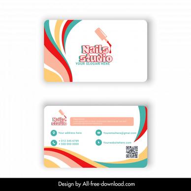 nail studio bussiness card template dynamic modern curves lines