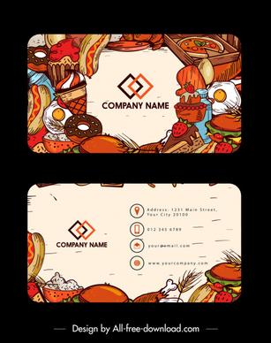 name card template fast food theme colorful retro