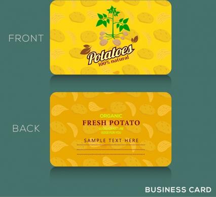 name card template potato icon yellow vignette decor