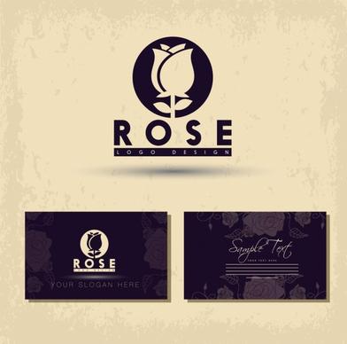 name card template rose icon logo design