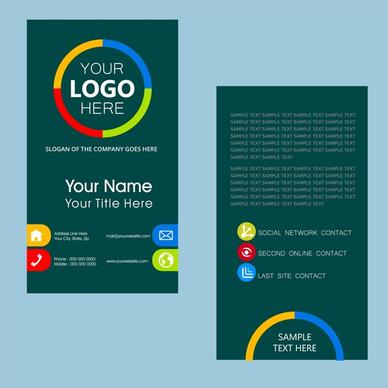 name card template with dark color vertical design