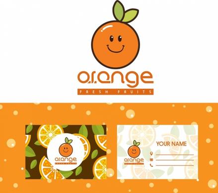 name card templates stylized orange logo decor