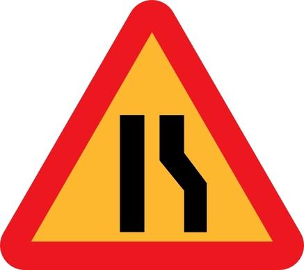 Narrowing Lanes Road Sign clip art