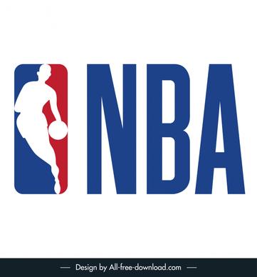 national basketball association logotype elegant modern flat silhouette player texts decor