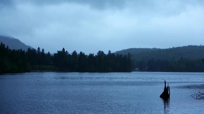 natural calm lake at dusk