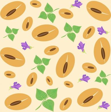 natural food background repeating soybean leaf flower icons