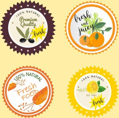 natural food label templates colored serrated design