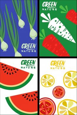 natural fruits background colorful flat decor