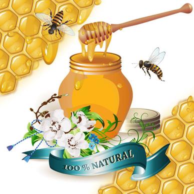 natural honey creative poster vecor
