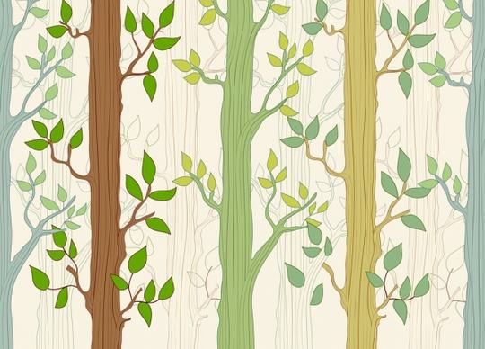 natural trees background colorful flat design