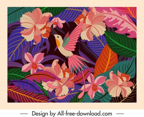 nature background template bird floras decor classical design