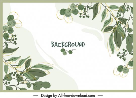 nature background template handdrawn classic leaves decor